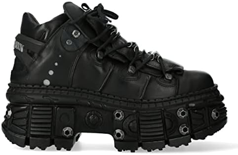 Amazon.com | New Rock Boots WALL106-S10 Unisex Metallic Black